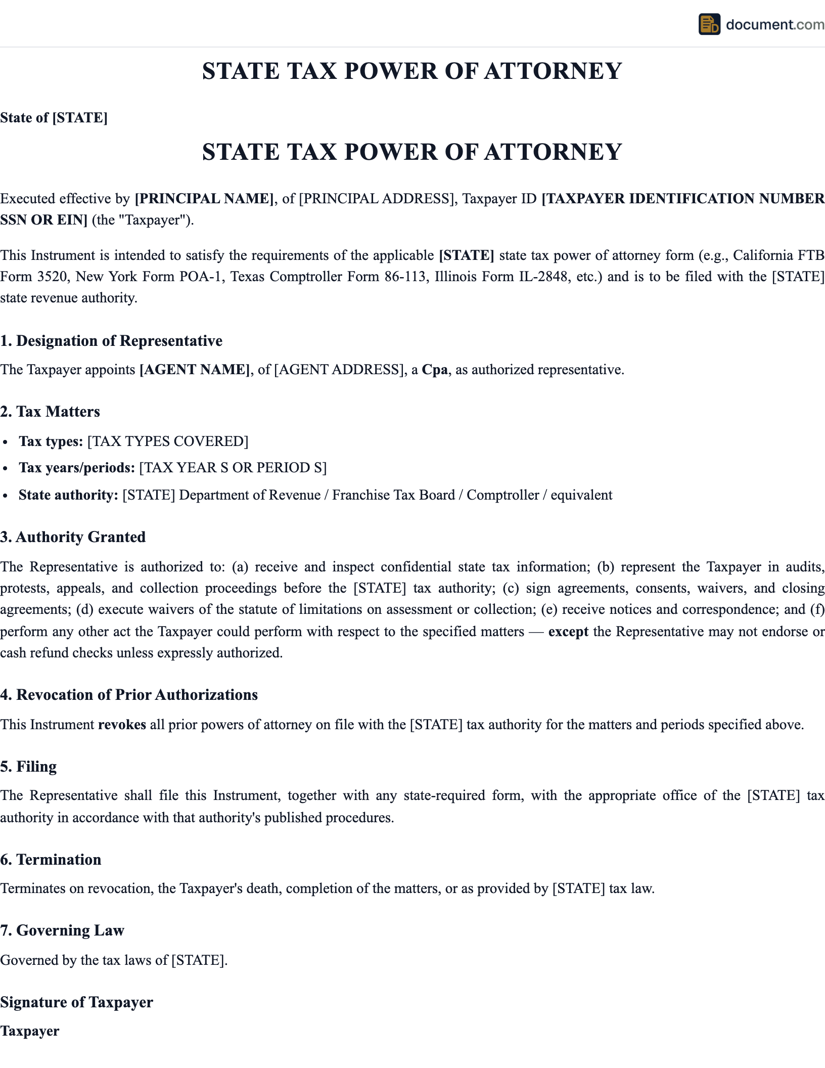 State Tax POA preview