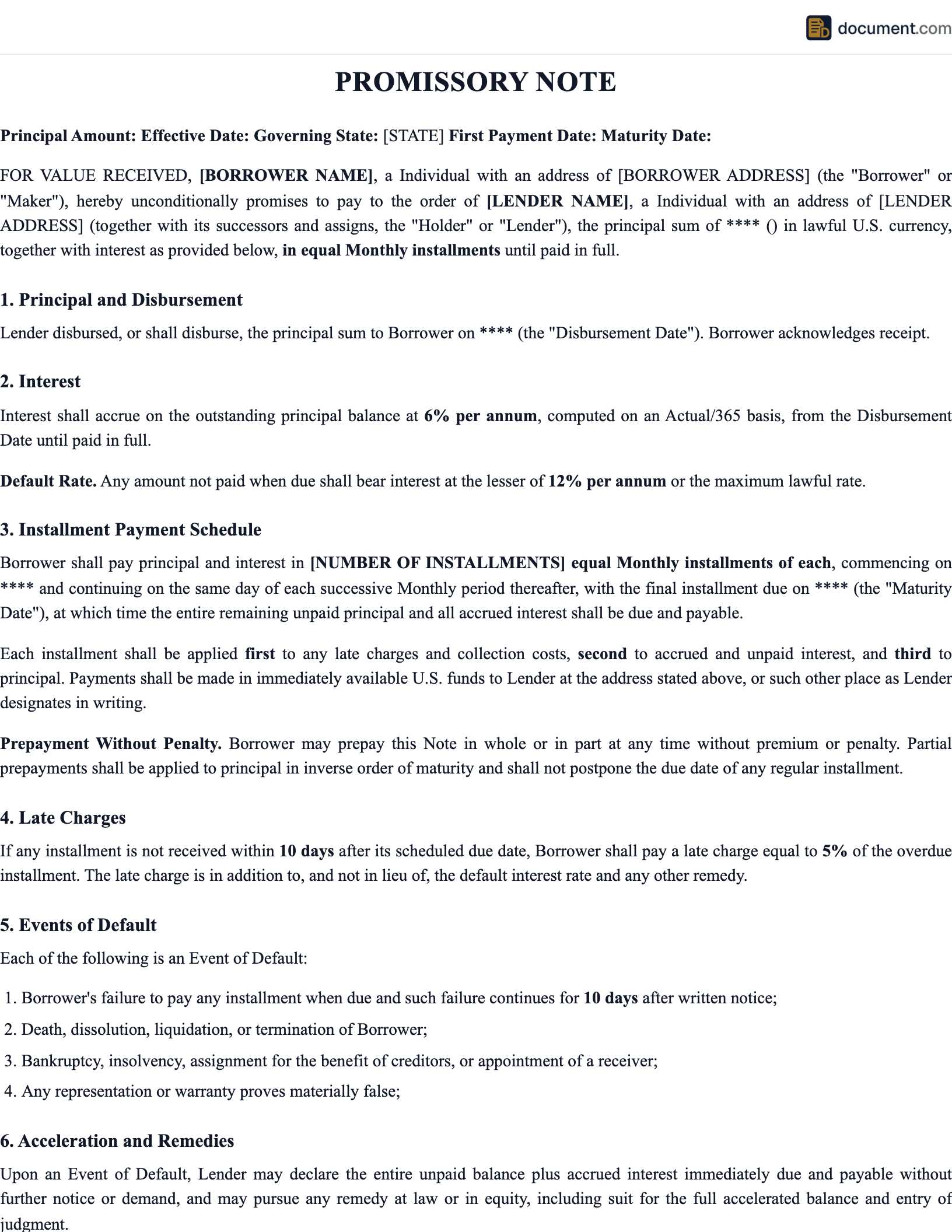 Promissory Note preview