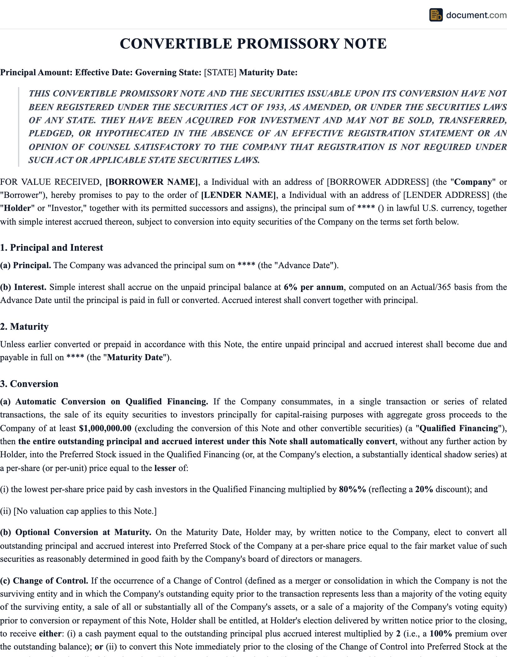 Convertible Promissory Note preview