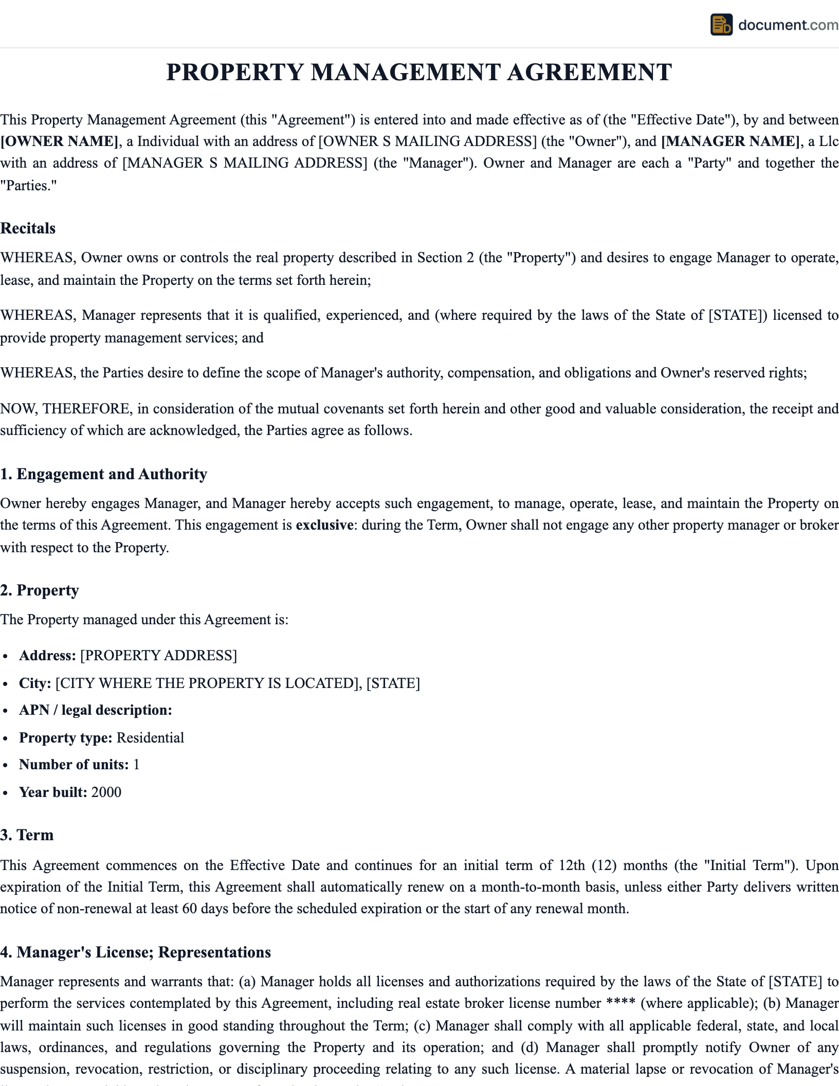 Property Management Agreement preview