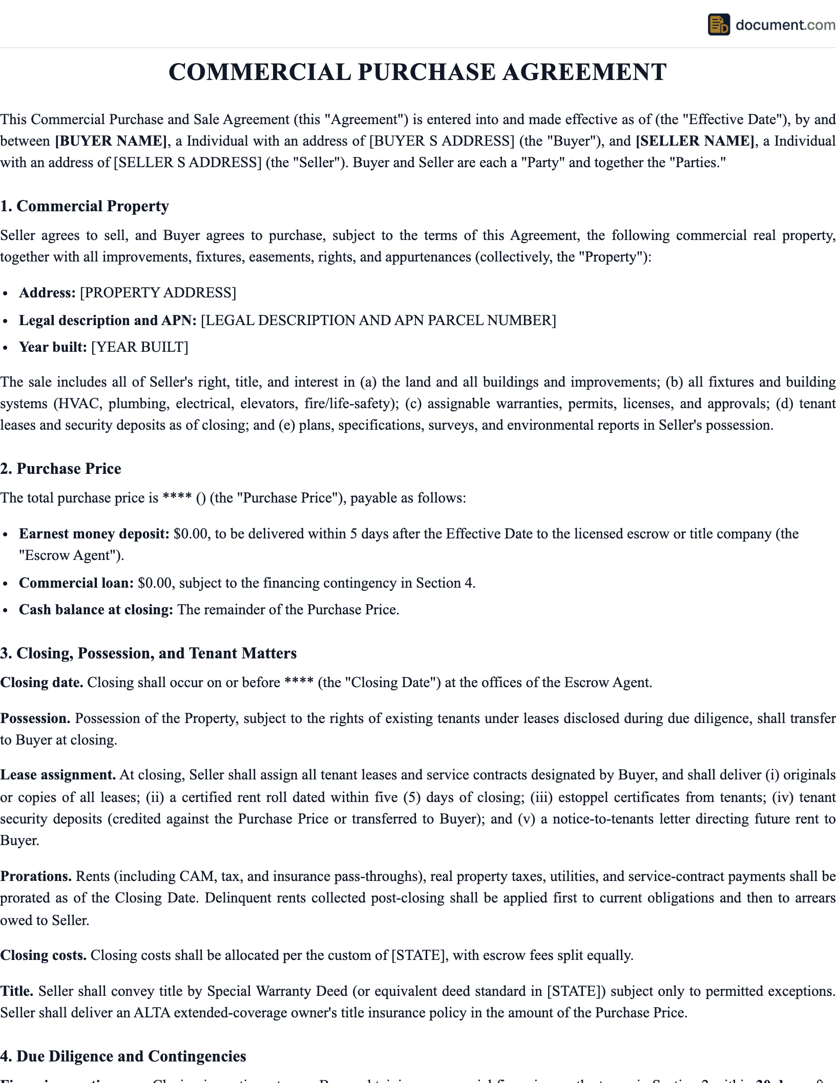 Commercial Purchase Agreement preview