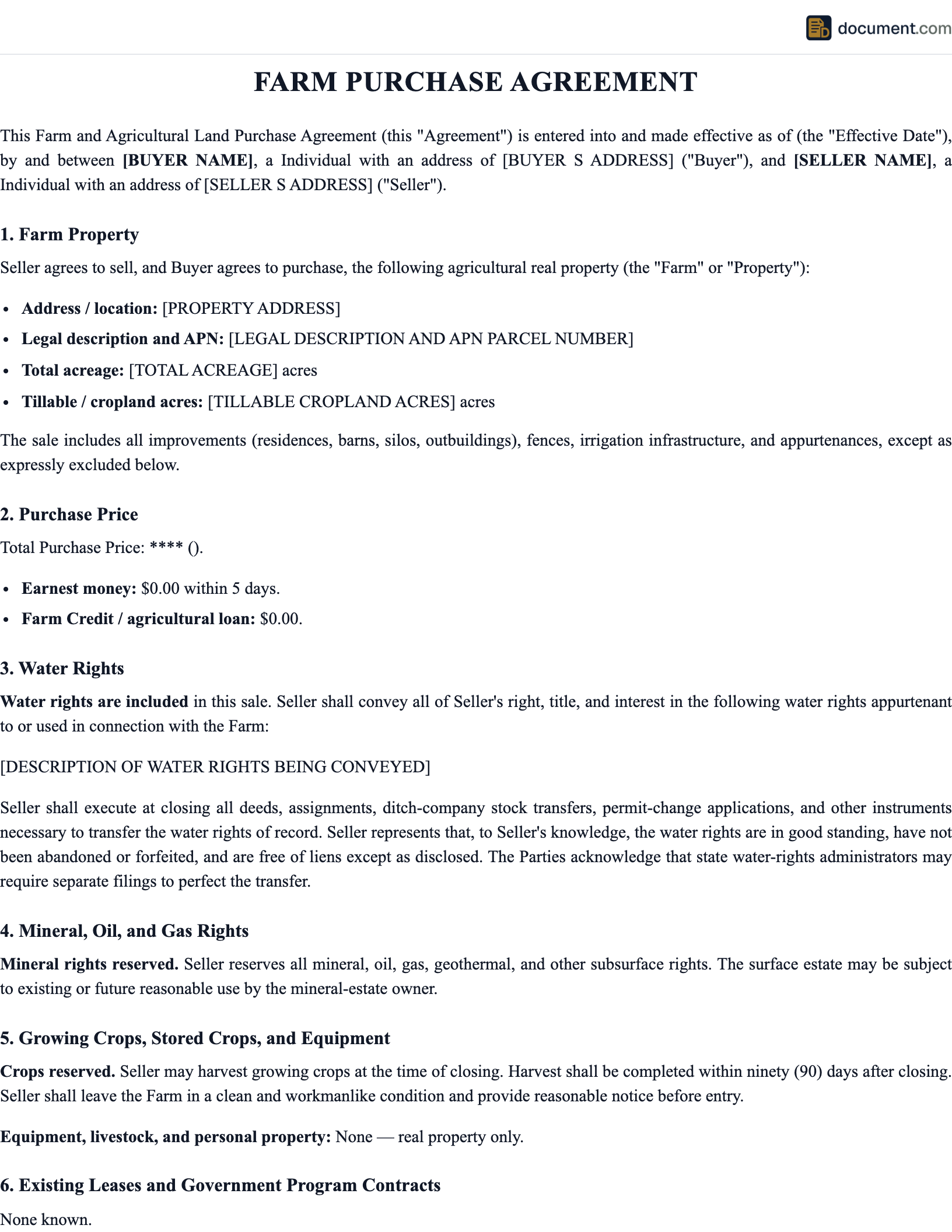 Farm Purchase Agreement preview
