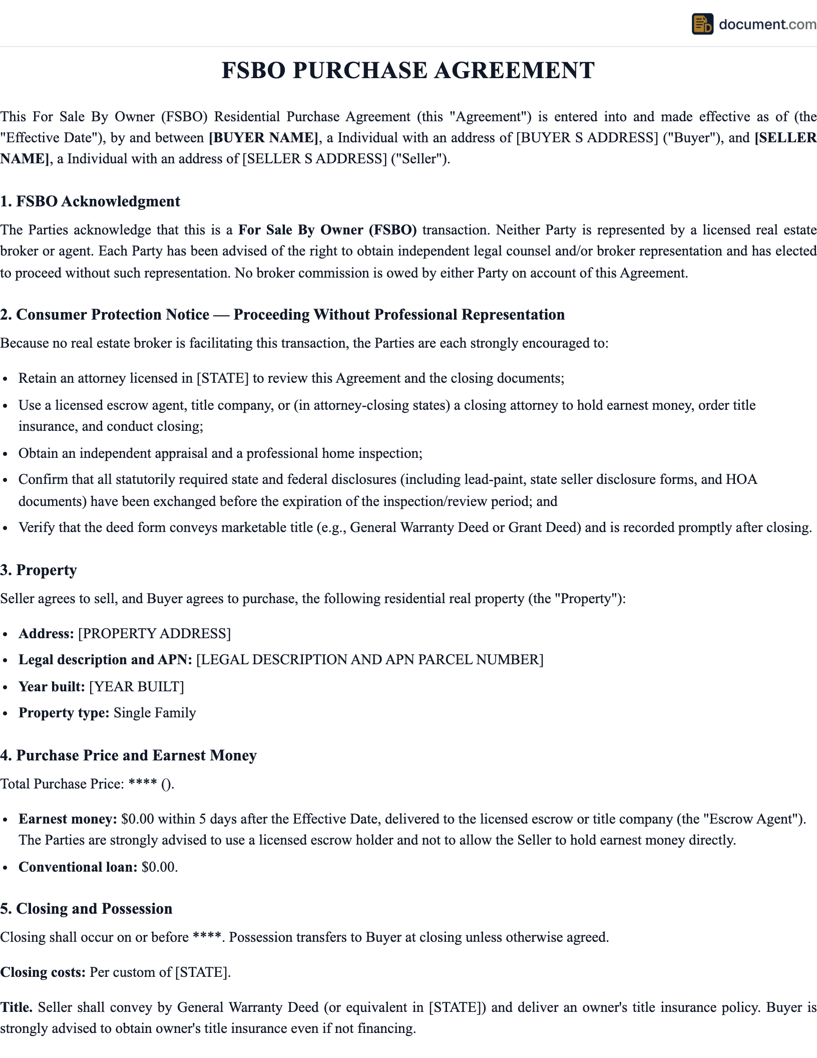 Fsbo Purchase Agreement preview