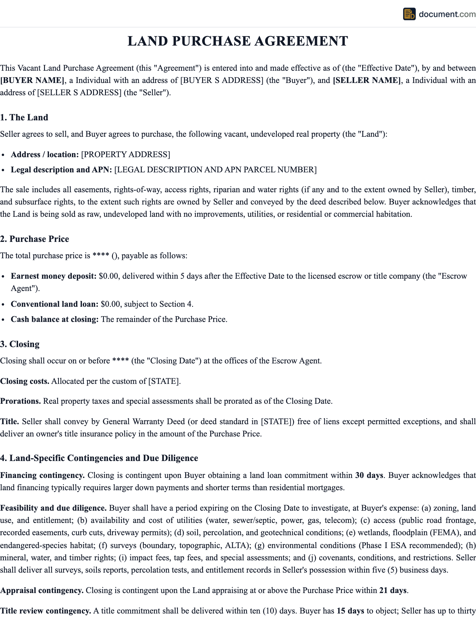 Land Purchase Agreement preview