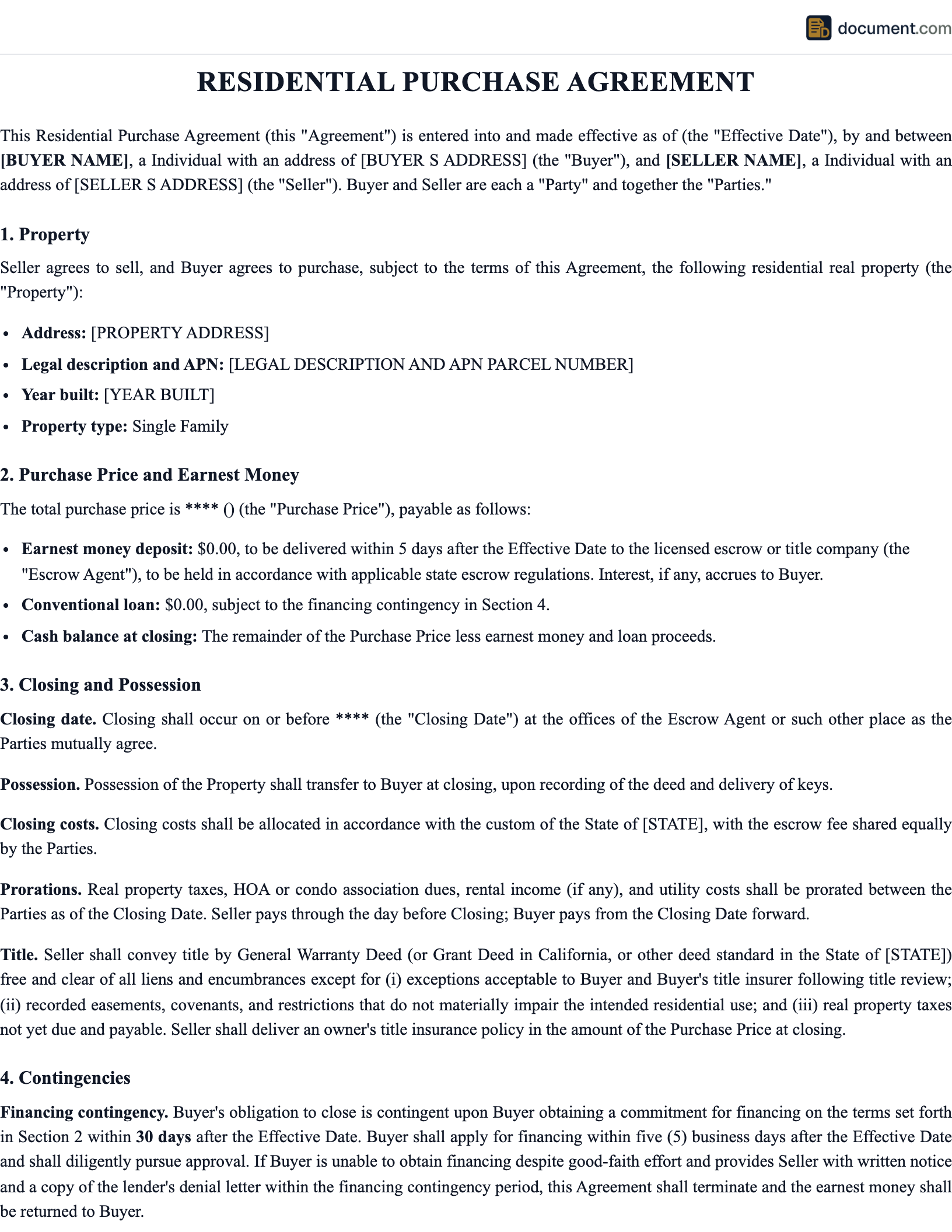 WY Residential Purchase Agreement preview