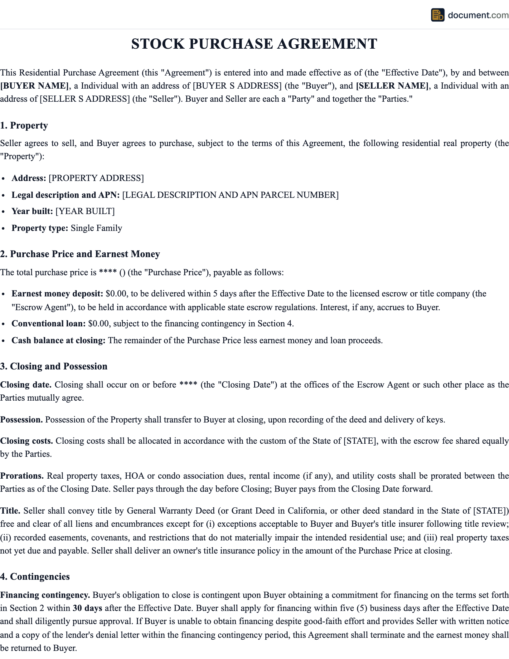 Stock Purchase Agreement preview