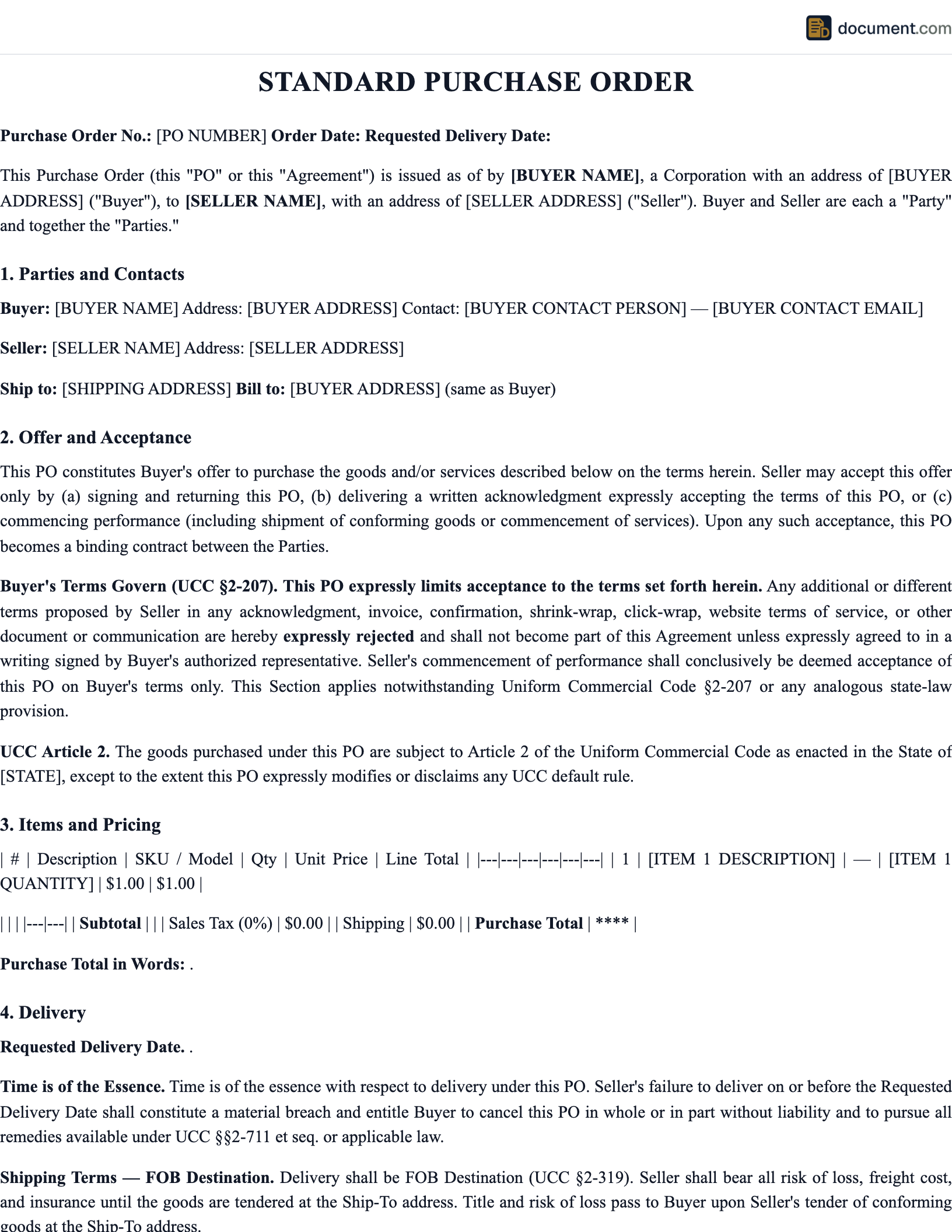 Purchase Order preview
