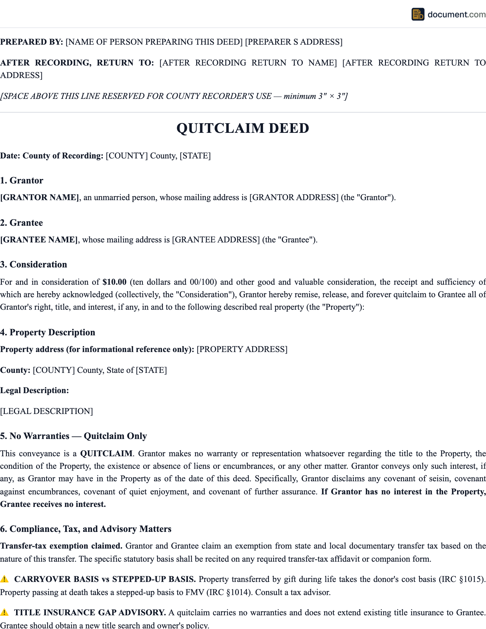 Quitclaim Deed preview