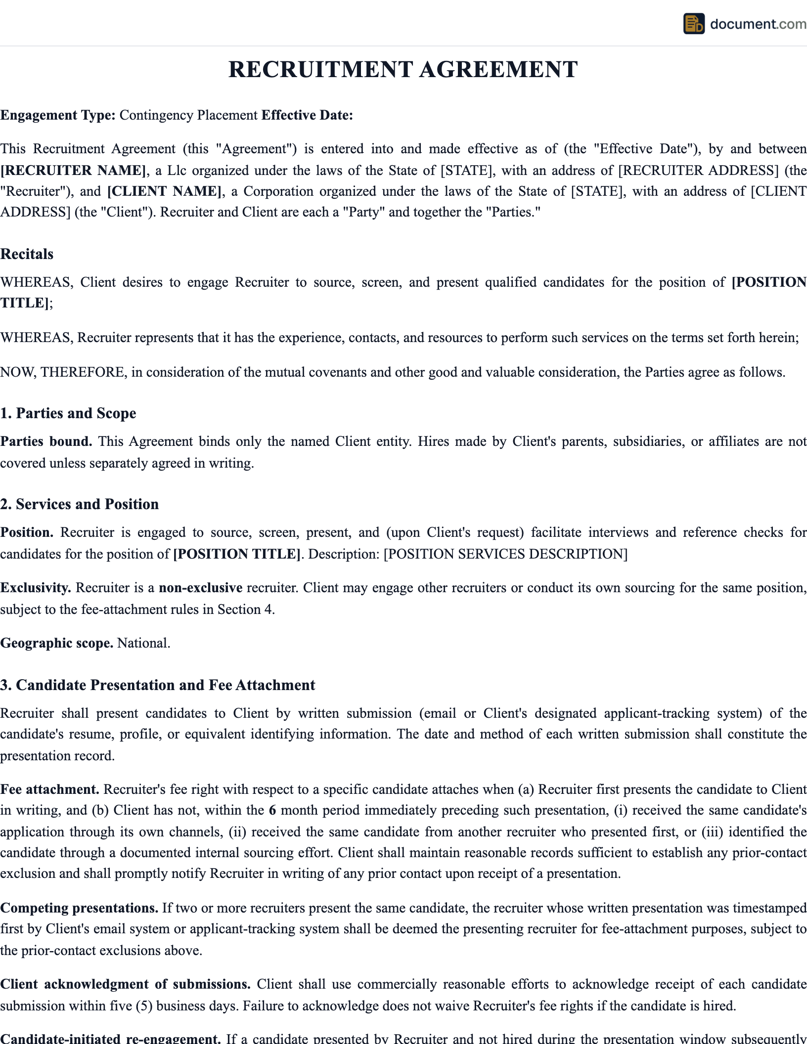 Recruitment Agreement preview