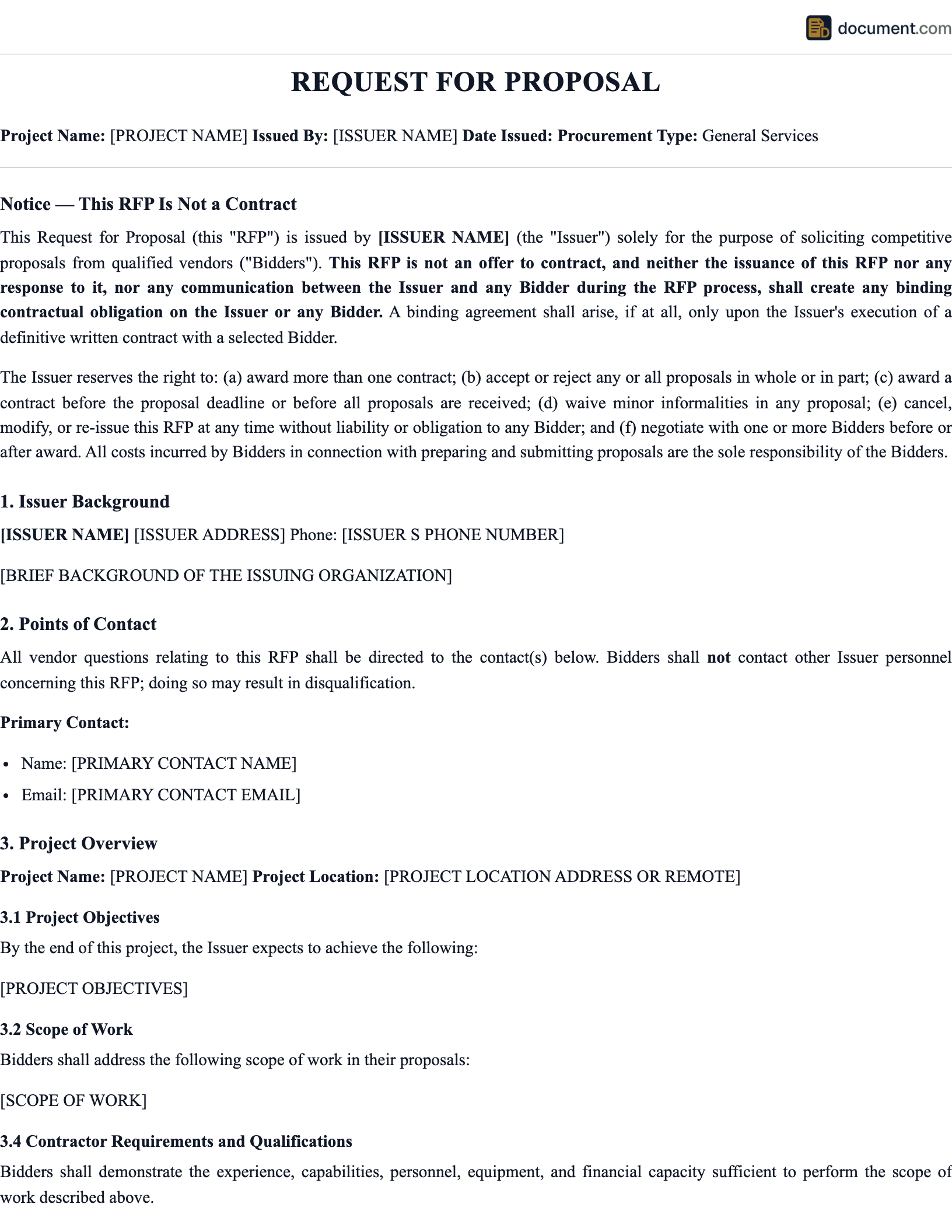 Request for Proposal preview