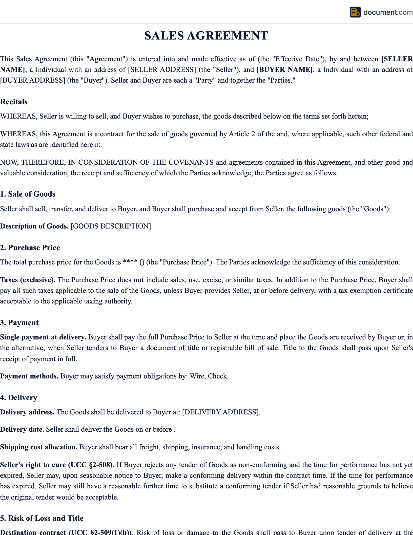 Sales Agreement preview