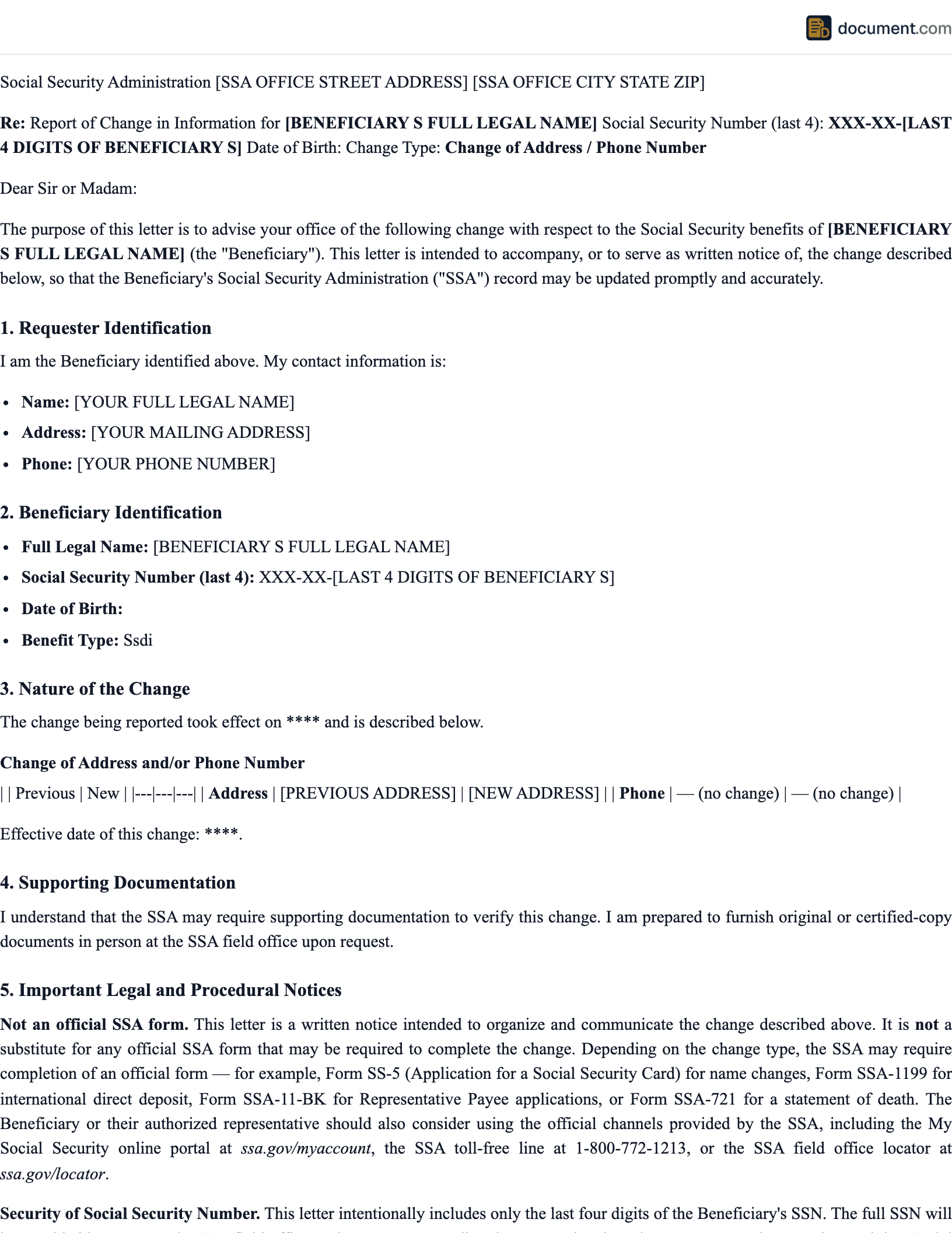 Social Security Change in Information preview