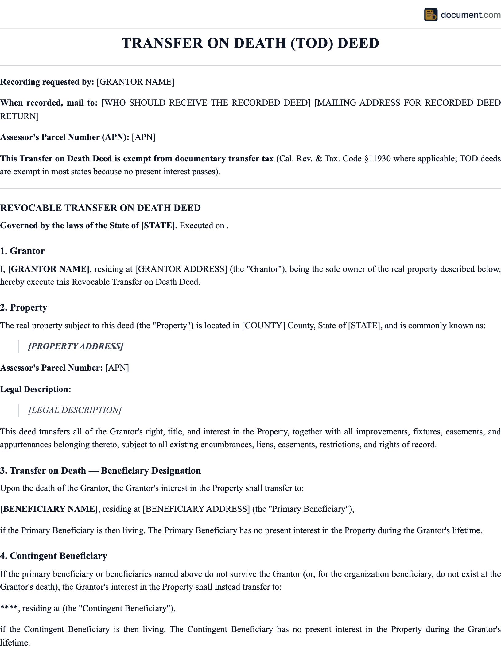 Transfer On Death Tod Deed preview