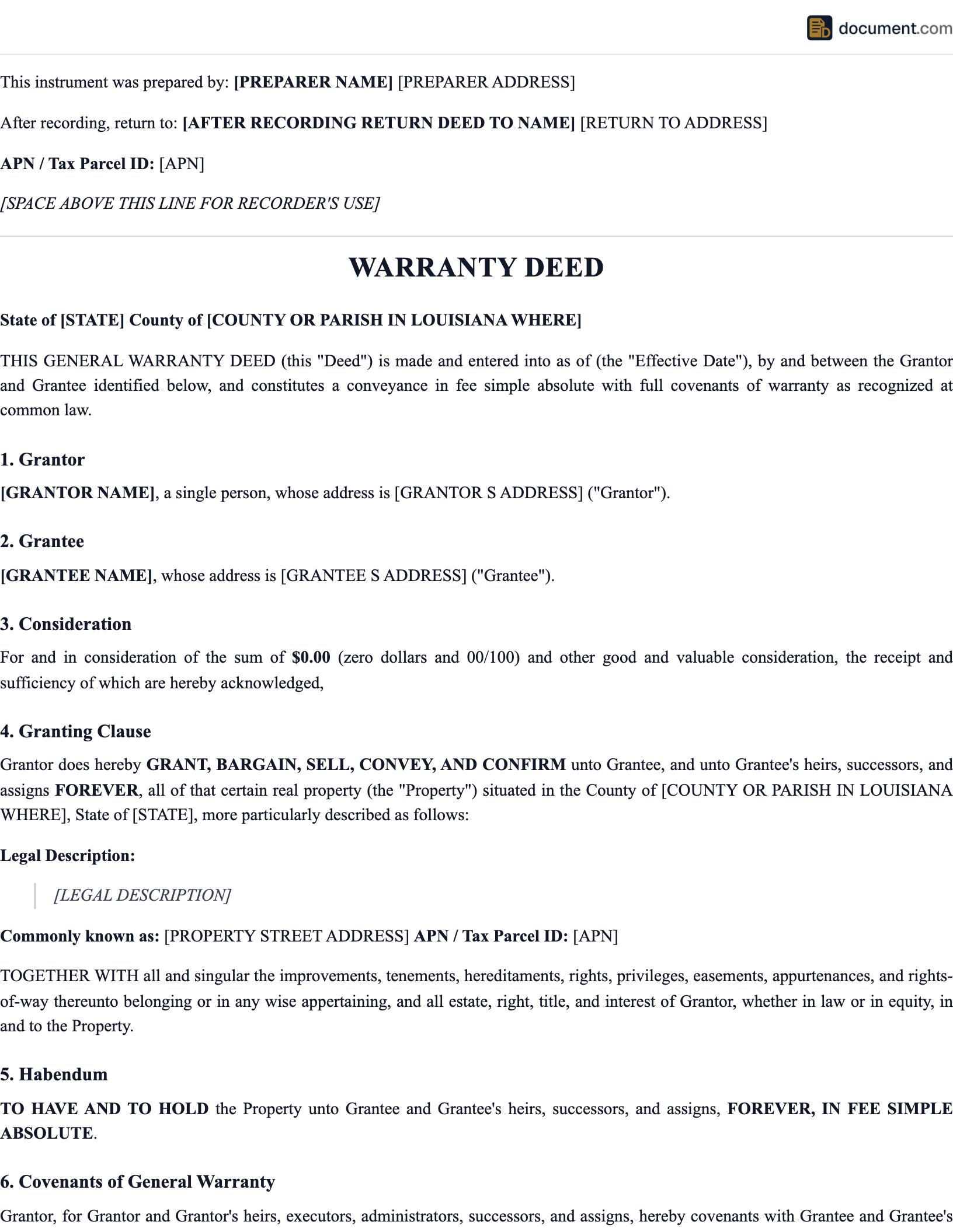 Warranty Deed preview
