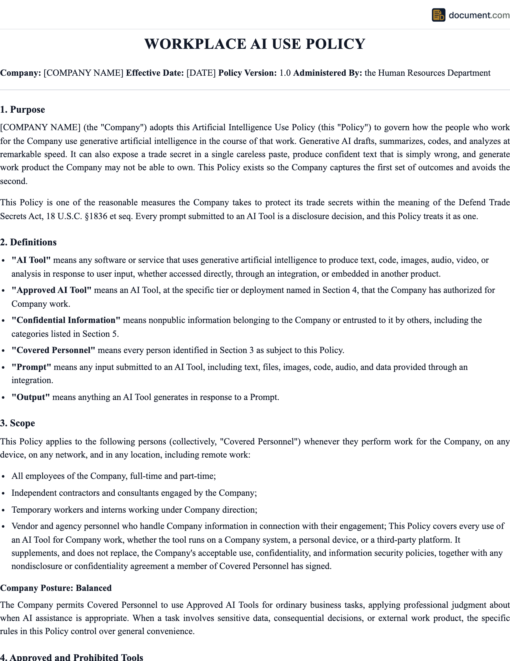 Workplace AI Use Policy preview